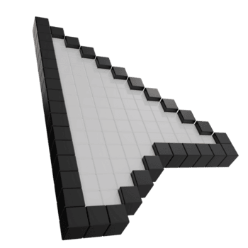 3d render pixelizada computador rato cursor seta ícone. digital ponteiro símbolo para tecnologia, Internet navegação, rede projeto, Programas, e conectados interface conceitos png