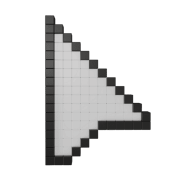 3d render pixelizada computador rato cursor seta ícone. digital ponteiro símbolo para tecnologia, Internet navegação, rede projeto, Programas png