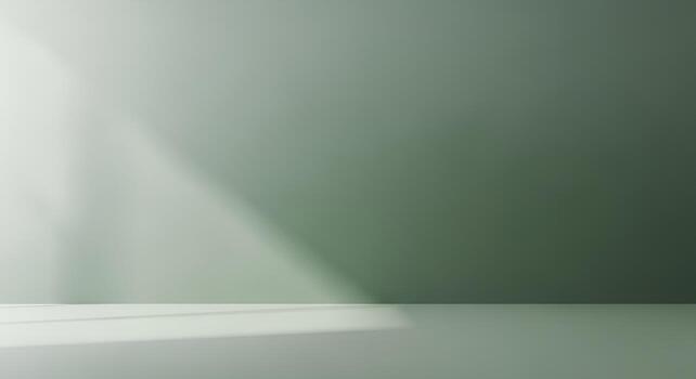 Minimal smooth sage green gradient background, subtle natural light from side creating soft shading photo