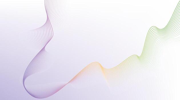 Minimal lavender and green abstract wave background with smooth flowing gradient lines, soft pastel wallpaper for creative digital design vector