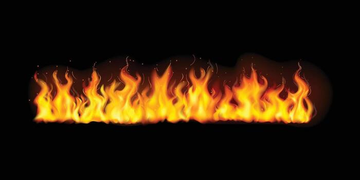 realistic fire flame for use in design applications with transparent background vector