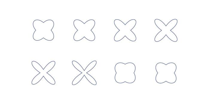 Y2K Flower Shapes. Abstract Basic Y2K Flower Set for Trendy Design, Retro Flower Icons for Digital Use vector