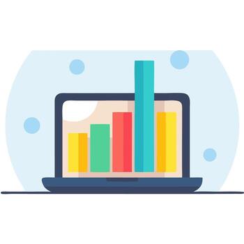 Color Dashboard With Bars And Dial Gauge In Simple Flat Style vector