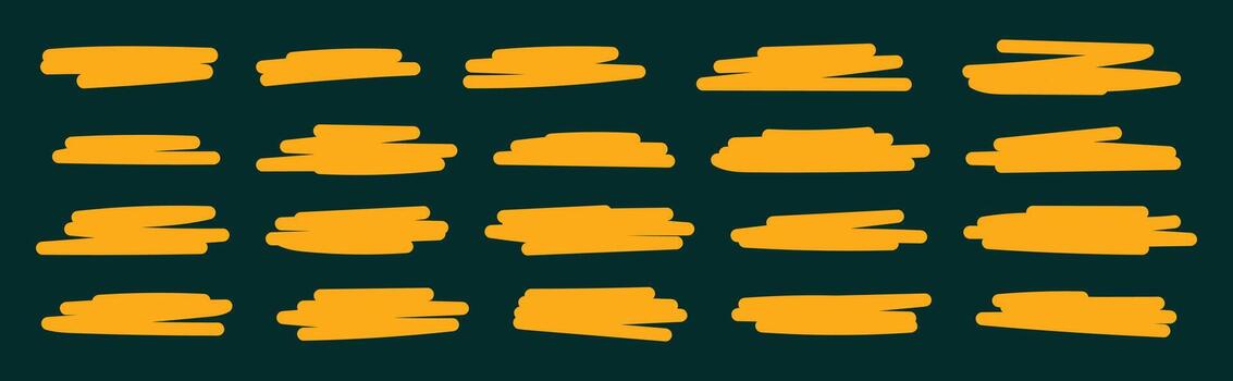 amarillo marcador cepillo trazos texto cajas dibujado a mano texto cajas, reflejos, y marcas. marcador rayas. dibujado a mano subraya y acentos en el colección diseño vector