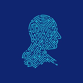 concepto de profundo aprendizaje o máquina aprendiendo, gráfico de ai cabeza conjunto con huella dactilar modelo vector