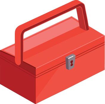Red Toolbox in an Isometric View vector