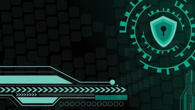 futurista ciber seguridad antecedentes presentando proteger bloquear símbolo y brillante digital elementos, Perfecto para tecnología, seguridad, proteccion, y innovación temas vector