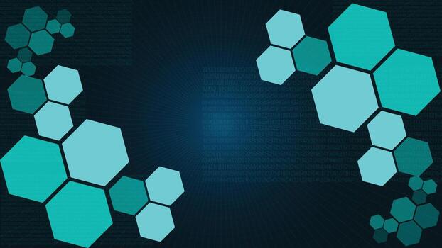 futurista resumen antecedentes presentando brillante hexágono formas con digital cuadrícula y moderno tecnología diseño, ideal para datos, innovación, y negocio tecnología temas vector