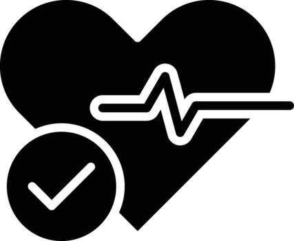 Heart icon with electrocardiogram graph of heartbeat waves that have been verified in healthy standards and the condition of the organ is functioning normally. vector