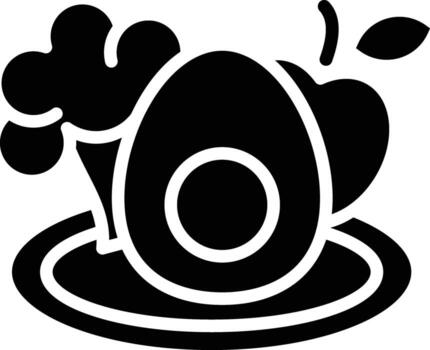 Healthy food icon of balanced nutrition combining egg, broccoli and apple on a plate conveys a message about the importance of a nutritious diet and healthy living. vector