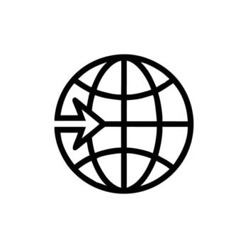 Globe with Arrow Icon , Simple Navigation, Isolated on Transparent Background vector