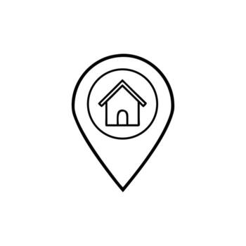 Minimalist House Icon Inside Location Pointer with Transparent Background vector