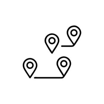 Location Pins with Route Line in a Minimalist Style with Transparent Background vector