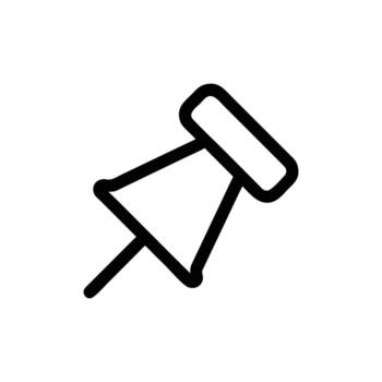 Simple Black Pushpin Outline on Transparent Background for Notice and Reminders vector