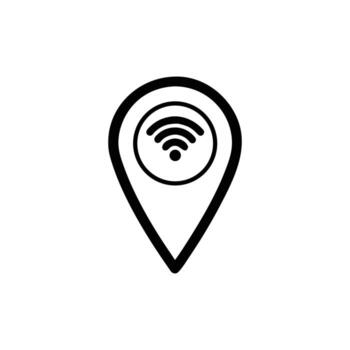 Minimalist Black Pin Pointer with Transparent WiFi Symbol Icon Design vector