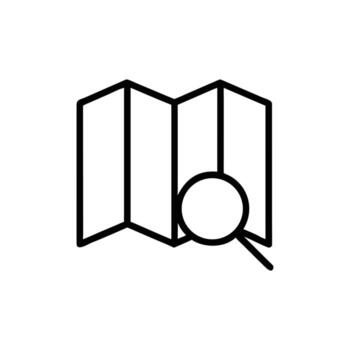 Folded Map with Magnifier Icon, Minimalist Style on Transparent Background vector