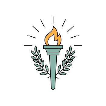 Olympic torch with laurel wreath icon symbolizing victory and achievement vector