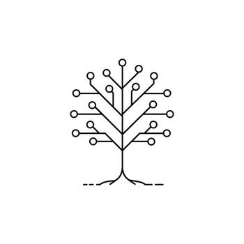Minimalist circuit tree symbolizing technology and growth connection vector