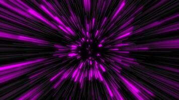 Purple Light Speed Warp Motion Graphic. Glowing Neon Lines With Futuristic Digital Energy Effect Animation. Abstract Space Tunnel Seamless Loop For Technology, Sci-Fi Design Backgrounds video