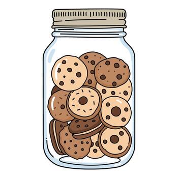 Assorted cookies in glass jar with lid vector