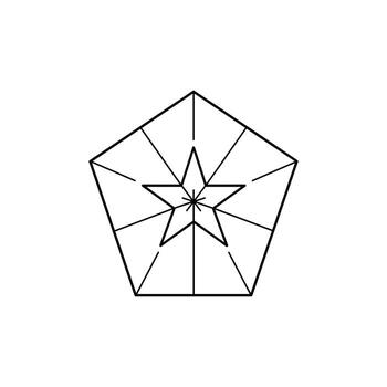 Geometric star pattern with pentagonal symmetry in black and white design vector