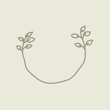 Boho Hand Drawn Whimsical Botanical Frame vector