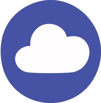 cloud icon centered inside a solid purple circular background, representing cloud computing or cloud storage. vector