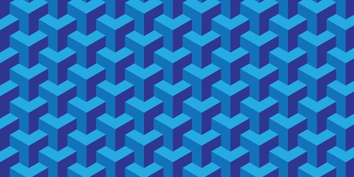 Abstract blue 3D hexagonal pattern with interlocking shapes, perfect for modern backgrounds, textiles, wallpapers, and stylish decorative designs. vector