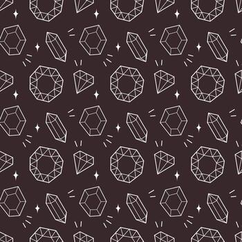 sin costura mínimo piedra preciosa modelo con blanco contorno cristales en oscuro antecedentes vector