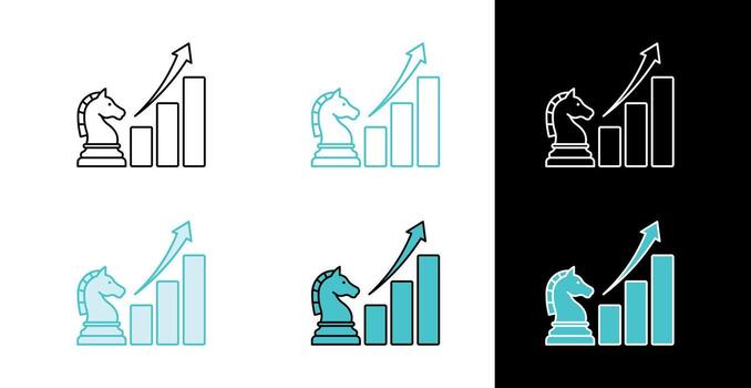 Caballero y creciente grafico icono para inversión y negocio Progreso en línea y llenar estilo vector