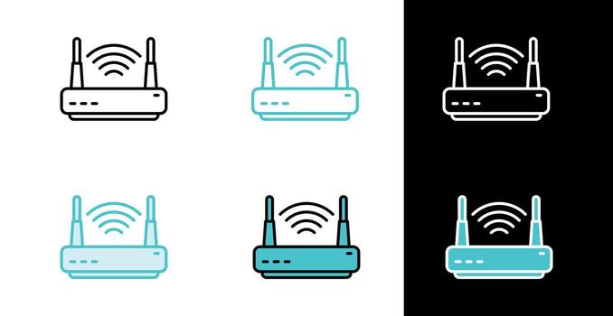 WiFi router network device icon in line and fill style vector