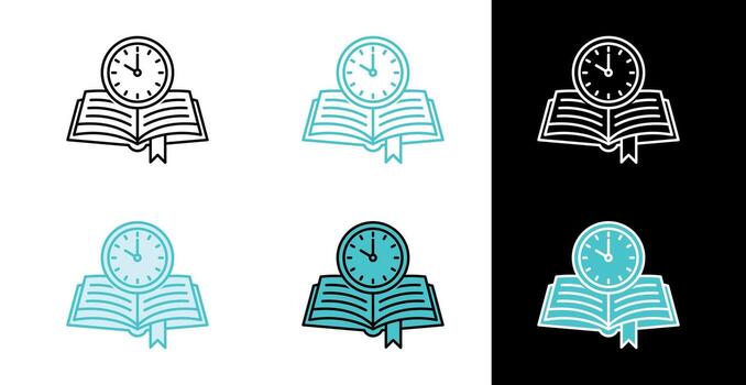 Time management concept icon for exams and study in line and fill style vector