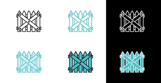 Picket fence with cross bar icon for property and security in line and fill style vector