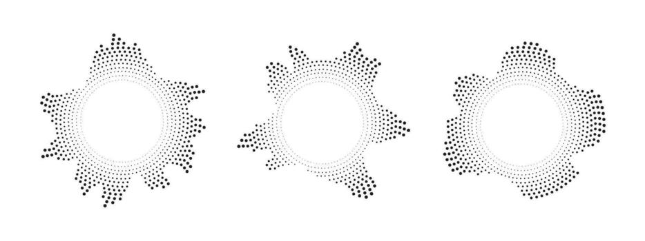Radial dotted wave in black. Modern circular audio equalizer for music, sound spectrum, or digital interface design. background. vector