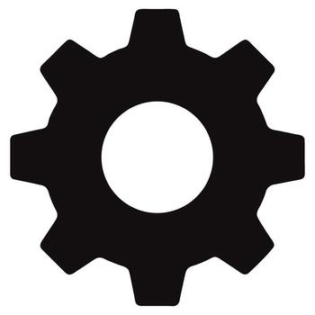 Gear cog symbol for settings and engineering, mechanical wheel design, industrial tool and technology process configuration art vector