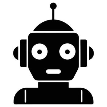 Robot icon illustration, artificial intelligence humanoid design, technology automation and robotics symbol for futuristic artwork vector