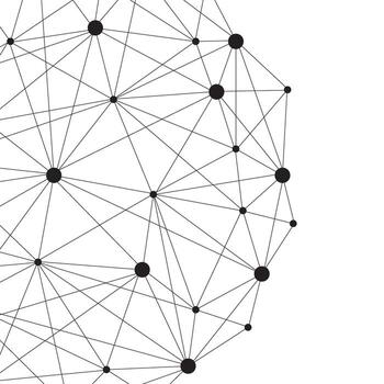 Global communication with network connection line. AI, big data, blockchain, cyber technology, and global communication with nodes and connections in geometric structure. vector