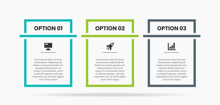 infografía elemento diseño plantillas con íconos y 3 opciones o pasos. adecuado para proceso diagrama, presentaciones, flujo de trabajo, infografía. vector