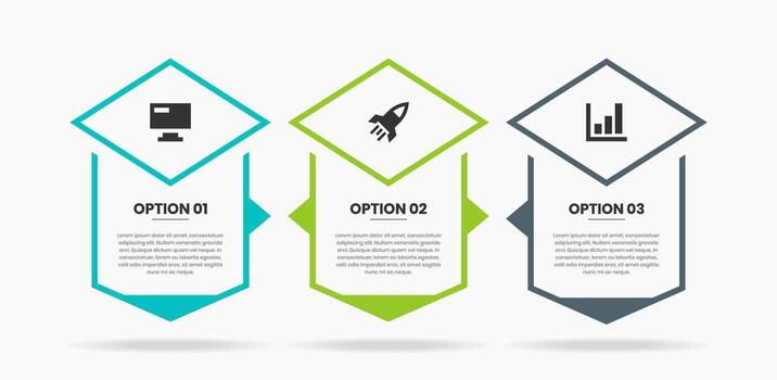Abstract Infographic Element Design Templates with Icons and 3 Options or Steps. Suitable for Process Diagram, Presentations, Workflow Layout, Banner, Flow Chart, Infographic vector