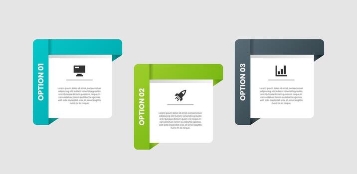 Abstract Infographic Element Design Templates with Icons and 3 Options. Suitable for Process Diagram, Presentations, Workflow Layout, Banner, Flow Chart vector