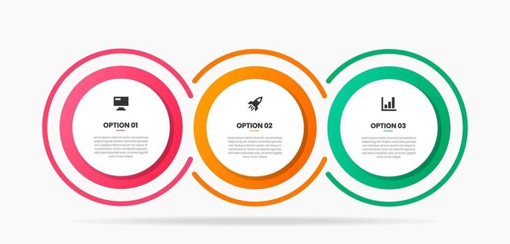 Circle Infographic Element Design Templates with Icons and 3 Options or Steps. Suitable for Process Diagram, Presentations, Workflow Layout, Banner, Flow Chart vector