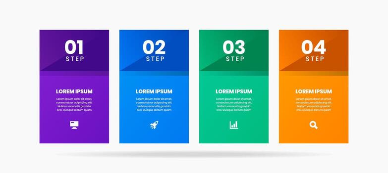 Rectangle Infographic Element Design Templates with Icons and 4 Steps. Suitable for Process Diagram, Presentations, Workflow Layout, Banner, Flow Chart vector