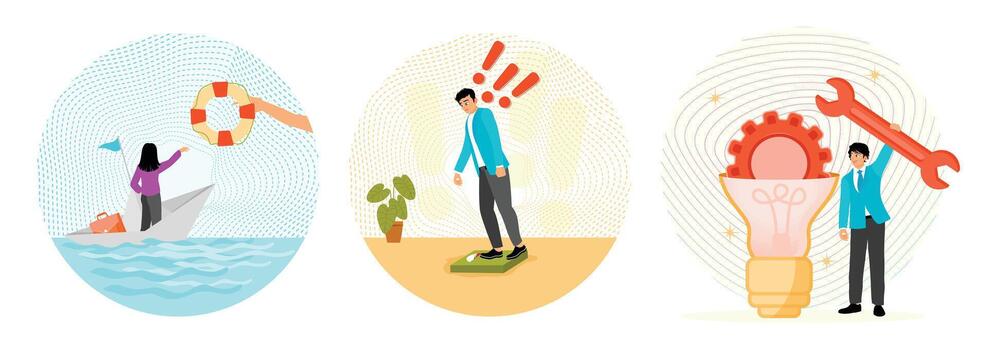 Illustration of creative problem solving concepts vector