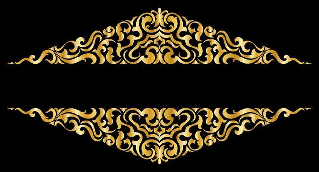 Luxury gold vintage frame, decorative border frame, abstract scroll lines vector