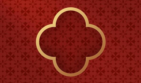 Red Chinese style texture background design and borders vector