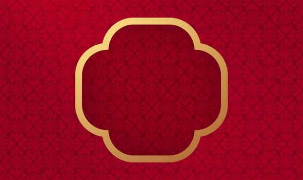 Red Chinese style patterned background design and border vector