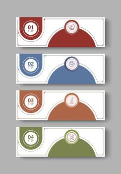 moderno plano diseño paso bandera diagrama de flujo con número icono modelo vector