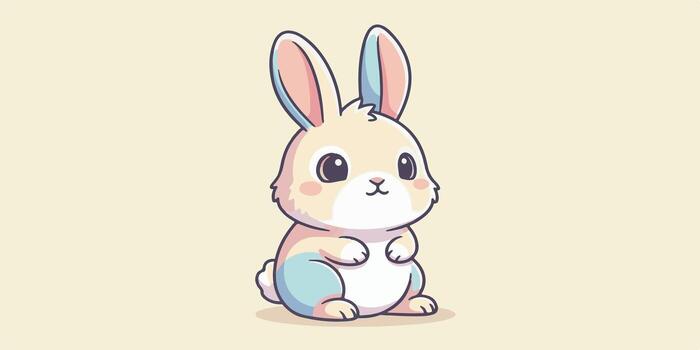 Charming rabbit drawing in a simple and playful cartoon style vector