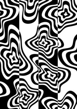 Abstract black and white wavy lines pattern, creating optical illusion. Modern seamless design for backgrounds and textures. vector