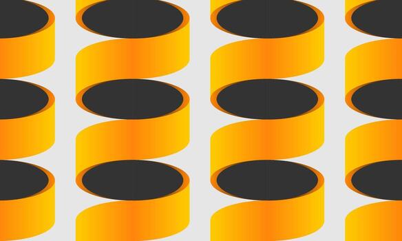 Abstract seamless pattern with orange curved ribbons and gray circles, creating a dynamic, modern design suitable for backgrounds and contemporary projects. vector